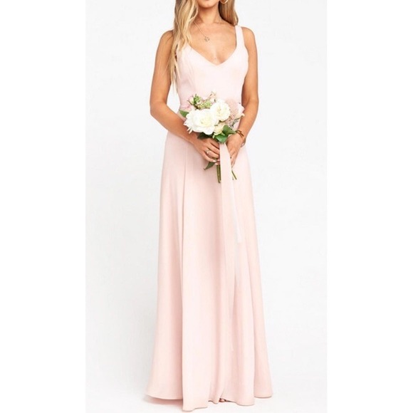Show Me Your MuMu Dresses & Skirts - Show Me Your MuMu Jenn Chiffon Bridesmaid Maxi Dress Dusty Blush Sz‎ Large NWT